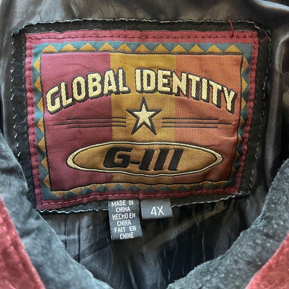 Vintage Global Identity G-III Suede Coat Blue and Burgundy Size 4X - Picture 10 of 16